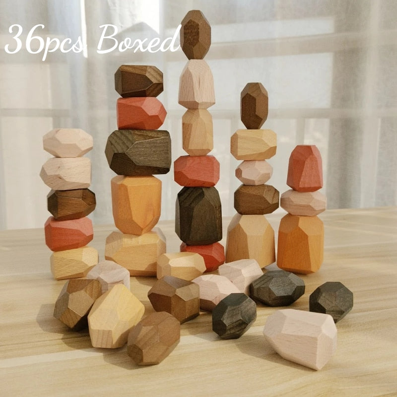 Wooden Colored Stone Building Blocks