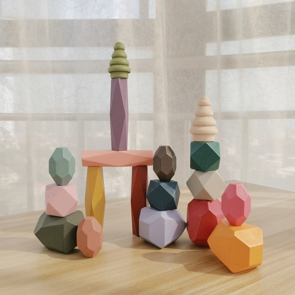 Wooden Colored Stone Building Blocks