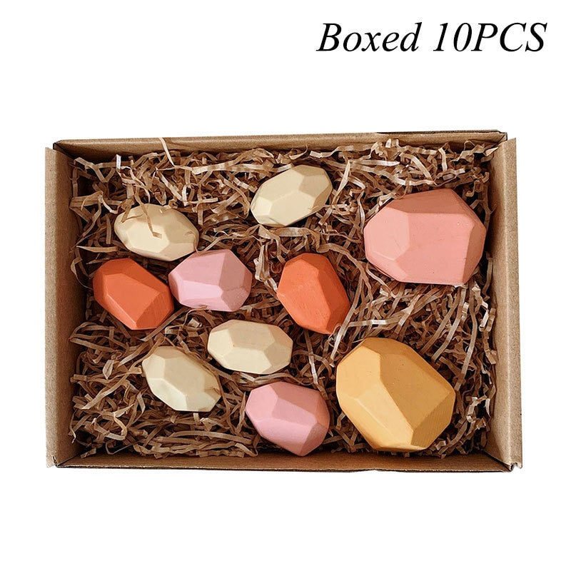 Wooden Colored Stone Building Blocks