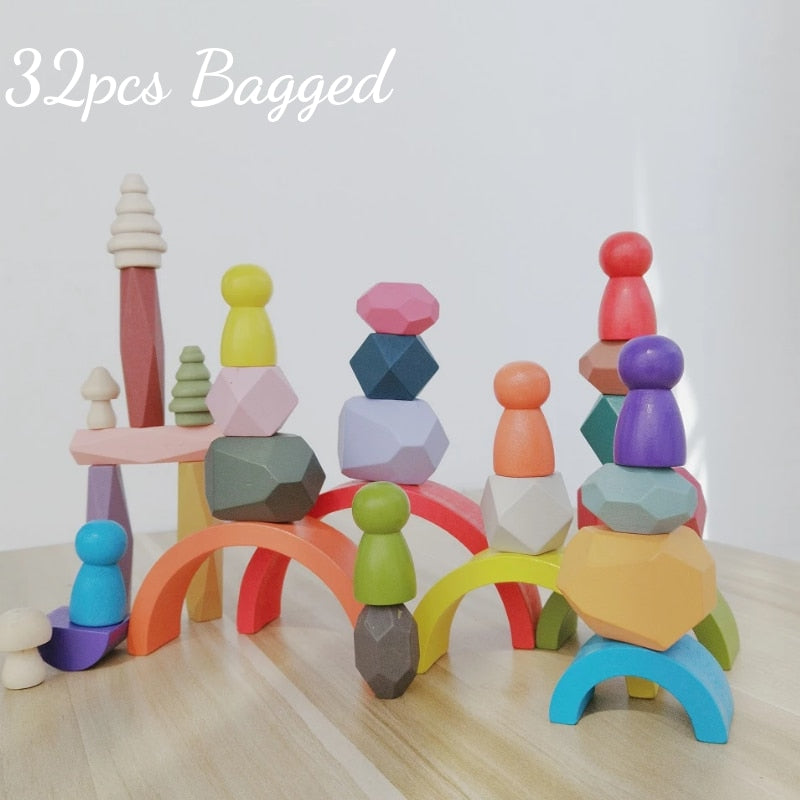 Wooden Colored Stone Building Blocks