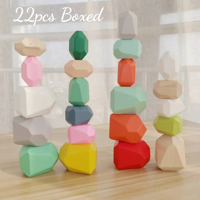 Wooden Colored Stone Building Blocks