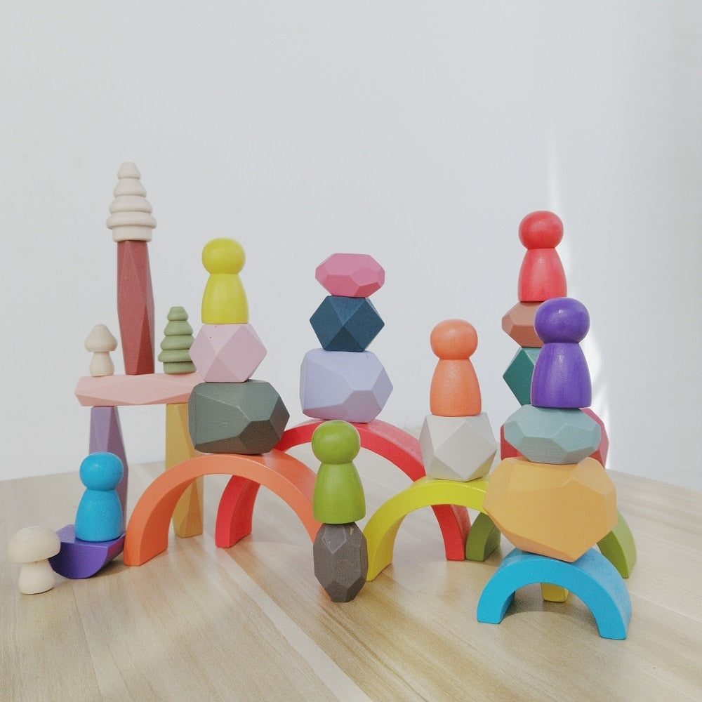 Wooden Colored Stone Building Blocks