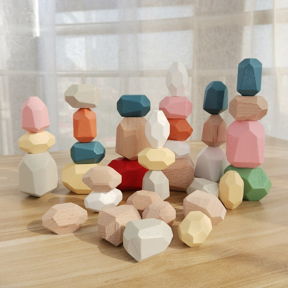 Wooden Colored Stone Building Blocks