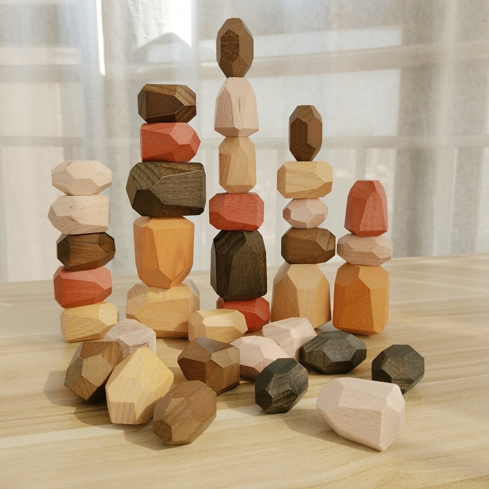 Wooden Colored Stone Building Blocks