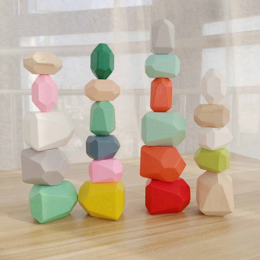 Wooden Colored Stone Building Blocks