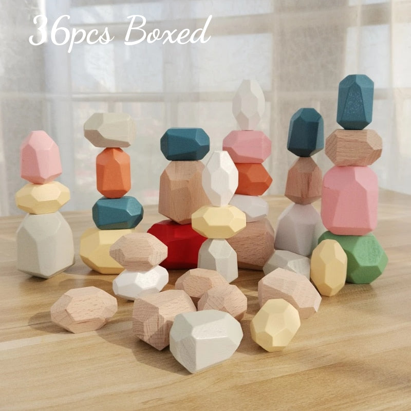 Wooden Colored Stone Building Blocks